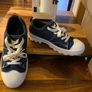 Skechers Navy and White Platform Lug Sole Sneakers